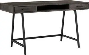 Bush Furniture Steele 54W Writing Desk in Dark Gray Hickory | Computer Table for Home Office Workspace