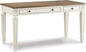 Signature Design by Ashley Realyn French Country 60" Home Office Lift Top Desk with USB Charging, Chipped White