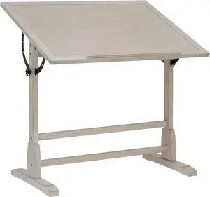 Studio Designs Wood Drawing/Drafting Table with Pencil Ledge - 42" W x 30" D - Whitewash - Tilting Top Adjustable Desk