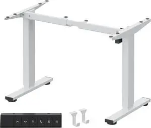 FLEXISPOT Height Adjustable Standing Desk Frame with Memory Controller, Electric Sit Stand Desk Base for Home and Office (White Frame Only)