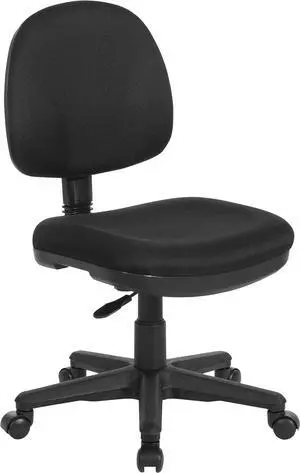 Office Star Pneumatic Sculptured Office Task Chair with Thick Padded Seat and Built-in Lumbar Support, Black