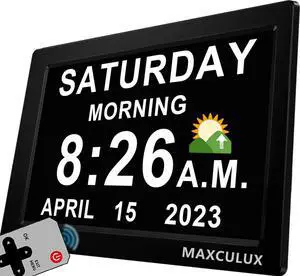 Upgraded19 Alarms Digital Talking Clock with Day and Date, Custom Reminders, 1280*800p HD Dsiplay, 10-Levels Dimmer, Auto DST, Sleep Trainer for Elderly Dementia, Voice-Talking with Remote