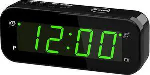 KWANWA 2 in 1 Alarm Clock Indoor Thermometer, Digital Clock with Temperature Display, Adjustable Brightness Dimmer, 12/24Hr, Snooze, Cordless, Battery Operated, Portable Size, Small Alarm Clock