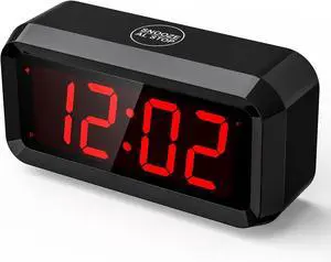 Alarm Clock,Digital Alarm Clock for Bedrooms,Battery Operated Clock,Adjustable 3 Brightness,1.2 inch LED Time Display, 12/24Hr, Cordless,Snooze (Black)