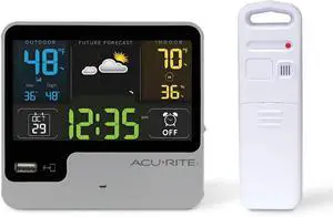 AcuRite 01129M Alarm Clock with USB Charger, Outdoor Temperature & Weather Forecas