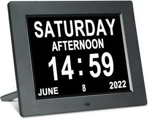 Medication Reminder Day Date Time of The Week Clock Digital Calendar Dementia for Seniors Elderly Impaired Vision Memory Loss Clock