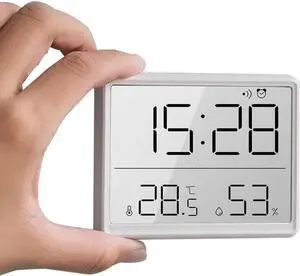 GooDay Smart Digital Alarm Clock, w/Magnetic Attraction, Indoor Temperature Humidity, HD Screen Hour Date, Battery Operated - White