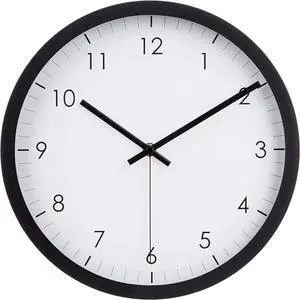 Basics Classic 12", Easy to Read, Silent Non Ticking, Battery Operated, Round Wall Clock, Black