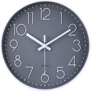 jomparis Wall Clock 12 Inch Non-Ticking Silent Battery Operated Round Wall Clock Modern Elegant Simple Style Decor Clock for Home/Office/School/Kitchen/Bedroom/Living Room