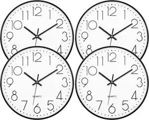 Lumuasky 4 Pack Wall Clock,12 Inch Silent Battery Operated Non Ticking Quartz Round Analog Classic Clock Modern Design for Home Office Classroom School Living Room Bedroom Lumuasky 4 Pack Wall Clock,12 Inch Silent Battery Operated Non Ticking Quartz Round Analog Classic Clock Modern Design for Home Office Classroom School Living Room Bedroom