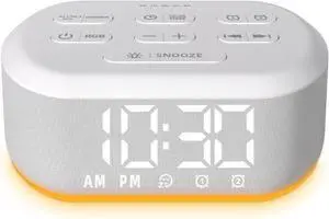 Brown Noise Machine Small Digital Alarm Clock Sound Machine for Bedrooms White Noise Machine Night Light Plug in Desk Clock with 30 Wake up Sounds Clock for Kids Heavy Sleepers Snooze 32 Levels Volume