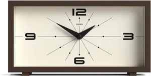 JONES CLOCKS® 'Odeon' Desk Clock | Modern Rectangular Design in Brown, Stylish Retro Look for Shelf, Table, Mantel or Bedside JONES CLOCKS® 'Odeon' Desk Clock | Modern Rectangular Design in Brown, Stylish Retro Look for Shelf, Table, Mantel or Bedside