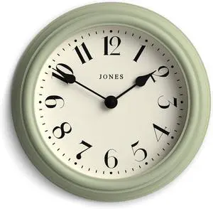 JONES CLOCKS® Frieze Wall Clock | Small Elegant Classic Round Clock | 9 inch | Green | Pretty Design Ideal for The Kitchen, Living Room, Bedroom, Large or Small Spaces