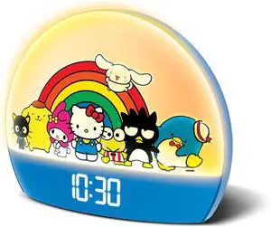 Hello Kitty and Friends Sunrise Alarm Clock - Multicolor Lights, USB Charging, LED Display, and Snooze Function