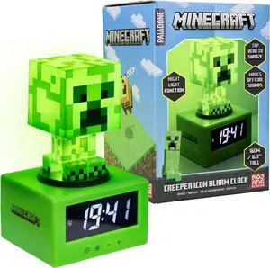 Paladone Minecraft Creeper Alarm Clock - Officially Licensed, in-Game Music & Night Light for Kids & Tweens, Gaming Room Accessory