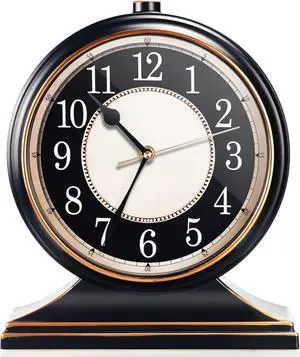 AYRELY® Vintage Desk Clock Silent-Non-Ticking 10-inch dial Table Clock,Retro Mantel Clocks and Easy to Read for Living Room, Bedroom, Shelf Decoration, Fireplace, Farmhouse Decor (Black)