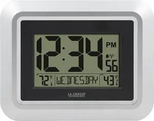 La Crosse Technology 513-1918S-INT Atomic Digital Wall Clock with Outdoor Temperature