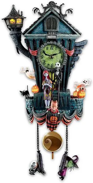 The Bradford Exchange The Nightmare Before Christmas Cuckoo Clock, 21 inches, Musical, Light-Up, Limited Edition