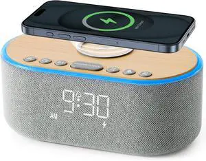 uscce Alarm Clock Bluetooth FM Radio: 10W Stereo Sound Speaker - Fast Wireless Charging for iPhone Samsung - Dimmable Clock Radio for Bedroom uscce Alarm Clock Bluetooth FM Radio: 10W Stereo Sound Speaker - Fast Wireless Charging for iPhone Samsung - Dimmable Clock Radio for Bedroom