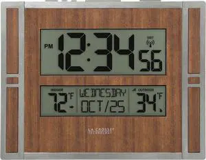 La Crosse Technology BBB86088 Atomic Digital Wall Clock with Indoor & Outdoor Temperature