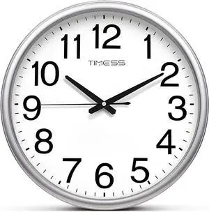 Wall Clock, 11 Inch Large Dial Non-Ticking Silent Battery Operated Quality Analog, Ultra-Quiet Movement Quartz, Timeless Stylish Clock, Ideal Modern Home, Office Décor (Sliver)