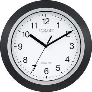 La Crosse Technology WT-3102B 10-Inch WWVB Self-set Analog Wall Clock and automatic DST reset,Black/silver