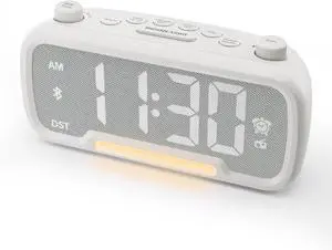 Alarm Clock with Bluetooth Speaker, FM Radio, Alarm Clock for Bedroom with USB Chargers, Dimmer and 12/24H,Snooze,Battery Backup, Plugged in Clock Radio for Adult Kid