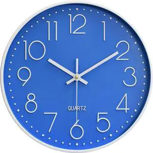 Large Digital Wall Clock 12 Inch Simple Silent Wall Clocks Decorative Clock for Bathroom, Living Room, Kitchen, Classroom, Office Easy to Read - Blue