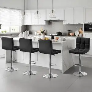 Yaheetech Bar Stools Set of 4 Adjustable Counter Height Barstools Black Yaheetech Bar Stools Set of 4 Adjustable Counter Height Barstools Black