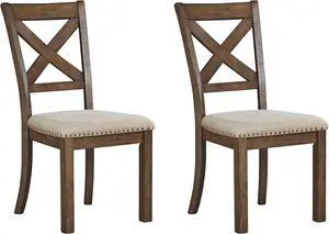 Signature Design by Ashley Moriville Modern Farmhouse 19" Upholstered Dining Room Chair, 2 Count, Brown