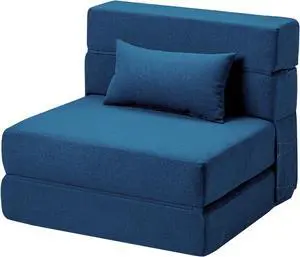 Folding Sofa Bed with Pillow- Convertible Chair Floor Couch & Sleeping Mattress, Foldable Memory Foam Sleeper for Living Room/Dorm/Guest Room/Home Office/Apartment/Loft, Single28, Navy Blue