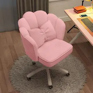 Vanity Chair Velvet Petal Desk Chair Upholstered Modern Tufted Home Office Chair with Back, Height Adjustable Computer Task Chair for Bedroom Living Room
