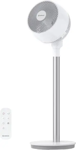 AIRMATE Standing Fan with 12 Speeds, Cooling Fans for Bedroom with 12H Timer, 80°+ 90° Oscillating Electric Fan with Remote, Pedestal Fan with Silent, Air Circulator Fan for Home, Office, Dorm(White)