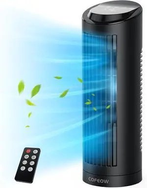 Tower Fan for Bedroom, 23ft/s Quiet Cooling Fan, 70° Oscillating Floor Fan with Remote,Led Display,4 Speed Options,4 Modes,12Timer,13Inch Bladeless Portable Table Fan (13-Remote, Black)