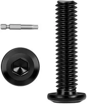 30 PCS 1/4"-20 x 1-1/4" Flat Head Socket Cap Screws Bolts, Flat Round Head Furniture Allen Bolts, Stainless Steel 304, Full Thread, Black Coating, Screwdriver Bit Included