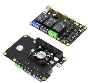 JAENFONG FOR Rpi Power Relay Board Expansion Module with Dual Cooling Fan Auto Color Changing LED For Pi A+ 3A+ B+ 2B 3B 3B+ 4B