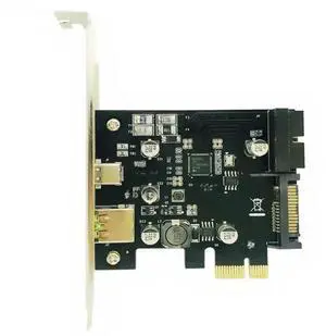 JAENFONG FOR PCI-Express PCI-e To USB 3.1 Type-C Riser Post Card PCIe to USB-C 2.4A Fast Charger+19PIN Front USB Expansion Adapter Card