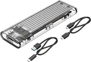 JAENFONG USB3.1 Type-C to NVMe M.2 Mobile Hard Disk Box 10Gbps M.2 SSD Enclosure M-Key External Case Upgrade Version with USB3.1 Type-A to Type-C & Type-C to Type-C Cable (Silver)