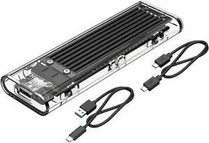 JAENFONG USB3.1 Type-C to NVMe M.2 Mobile Hard Disk Box 10Gbps M.2 SSD Enclosure M-Key External Case Upgrade Version with USB3.1 Type-A to Type-C & Type-C to Type-C Cable (Black)