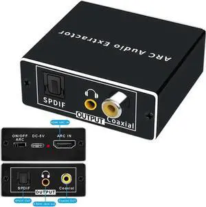 JAENFONG HDMI ARC to Toslink/Coaxial/3.5mm Audio Converter, HDMI ARC Audio Extractor 192KHz Support HDTV Soundbar Speaker Amplifier