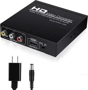 JAENFONG HDMI to HDMI with 3RCA Video Converter, 1080P HDMI to AV 3RCA CVBS Adapter Support 1080P, PAL, NTSC for HD TV and Older TV