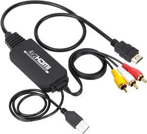 JAENFONG RCA to HDMI Converter, AV to HDMI Adapter, Composite/CVBS/Video Audio Converter Support 1080P/720P for HD TV/Display/Projector/PC/PS2/PS3/N64/STB/VHS/VCR/DVD/Blue-Ray Players etc.