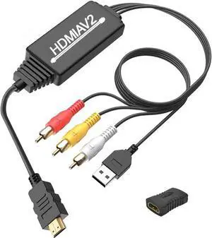 JAENFONG  HDMI to RCA Converter, HDMI to RCA Adapter, HDMI to AV 3RCA CVBs Composite Video Audio Converter Adapter for TV Stick/Roku/Apple TV/PC/Laptop/Xbox/HDTV/DVD