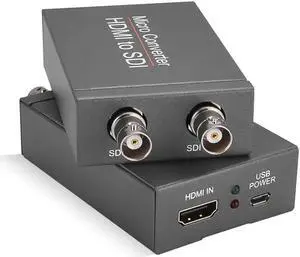 JAENFONG 1080P@60HZ HDMI to SDI, HDMI to SDI Converter Two SDI Output Audio Embedder Support HDMI 1.3, 3G/ HD-SDI Auto Format Detection Extender Supports HDCP 1.3 for Camera CCTV (Black)