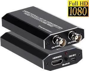 JAENFONG 1 HDMI to 2 AHD BNC Converter 1080p TVI AHD Repeater HDMI to AHD Converter with AHD Loopout 500M Repeater
