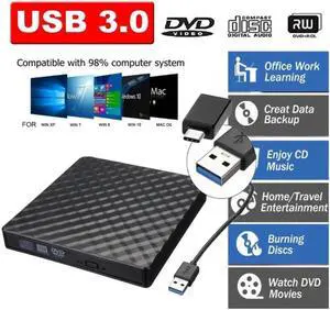 JAENFONG External DVD RW CD Writer USB3.0/USB-C Slim Carbon Grain Drive Burner Reader Player Reader For PC Laptop Optical Drive JAENFONG External DVD RW CD Writer USB3.0/USB-C Slim Carbon Grain Drive Burner Reader Player Reader For PC Laptop Optical Drive