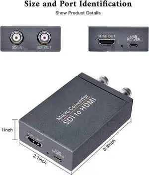 JAENFONG G SDI to HDMI Converter Audio Video Adapter Support HD-SDI and 3G-SDI Signals Showing on HDMI Display (OZH5)