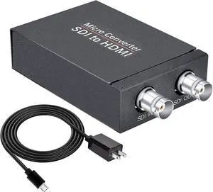 1080P SDI to HDMI 3G-SDI/HD-SDI/SD-SDI to HDMI Converter Adapter,SDI in HDMI Out, SDI in SDI Out Loopout 1080P @60Hz Video Audio Splitter, Auto Format Detection and Stereo Audio De-embedder