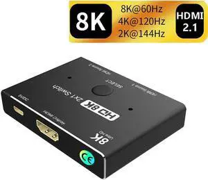 JAENFONG 8K HDMI-Compatible 2.1 Switch Splitter KVM 2 In 1 Out Ultra HD Switcher For Computer Laptop 2 Sources To 1 Display for PS4 TV Box HDTV Xbox Projector