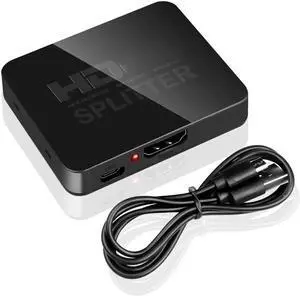 JAENFONG  4Kx2K@60Hz HDMI Splitter 1 in 2 Out, HDMI Splitter 1 to 2 Amplifier for Full HD HDMI 1080P/ 3D/ 4K for Xbox PS4 PS3 Fire Stick Roku Blu-Ray Player Apple TV HDTV